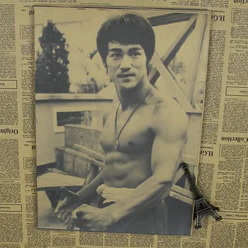 

Bruce Lee retro poster poster living room decorative painting kraft paper core bar Cafe paintings
