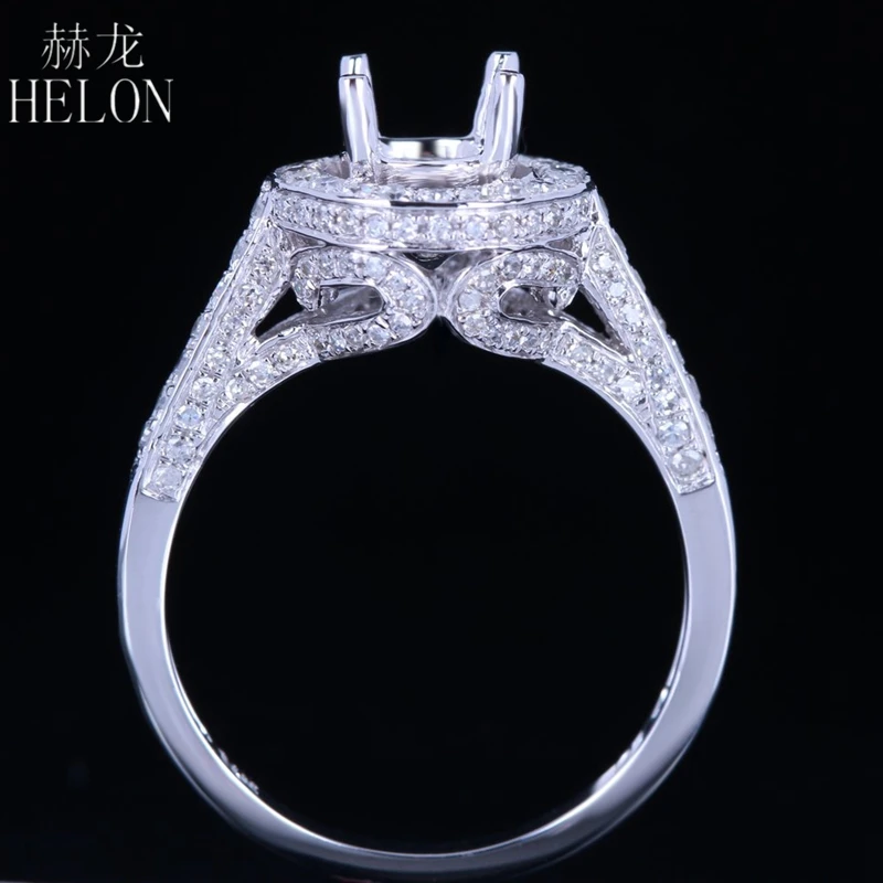 HELON круглая огранка 6-6,5 мм одноцветное Белое золото 14 карат 0.63ct настоящим бриллиантом Обручение Свадебные Для женщин Мода ювелирные изделия полу крепление кольцо