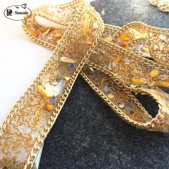 

Free Shipping Fake Pearl Beaded Lace Trim Vintage Mesh Fabric Paillette Lace Beaded Pearl Trim Braid Lace Applique RS1554