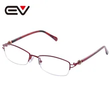 Nuevas mujeres de moda de Metal gafas con media montura de lente claro óptico gafas marcos titanio gafas sin montura marco EV1354
