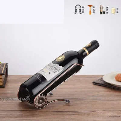 New Creative Metal Wine Rack Artwork Wine Holder Creative Wine Bottle Stand Practical Decoration Bracket