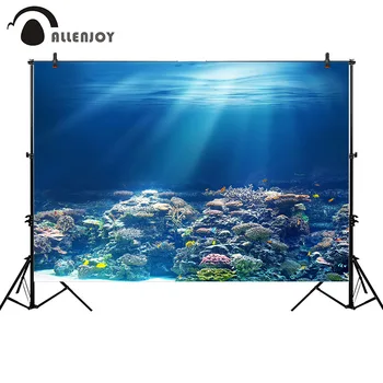 

Allenjoy photography backdrop Summer blue sea ocean underwater coral reef fish photo background studio photocall photophone prop