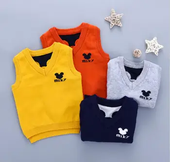 

Preppy Style Baby Sweater Waistcoat Solid Color Baby Girl Vest Baby Boy Outfit V-Neck Knitted Clothes 4Colors for 0-2T
