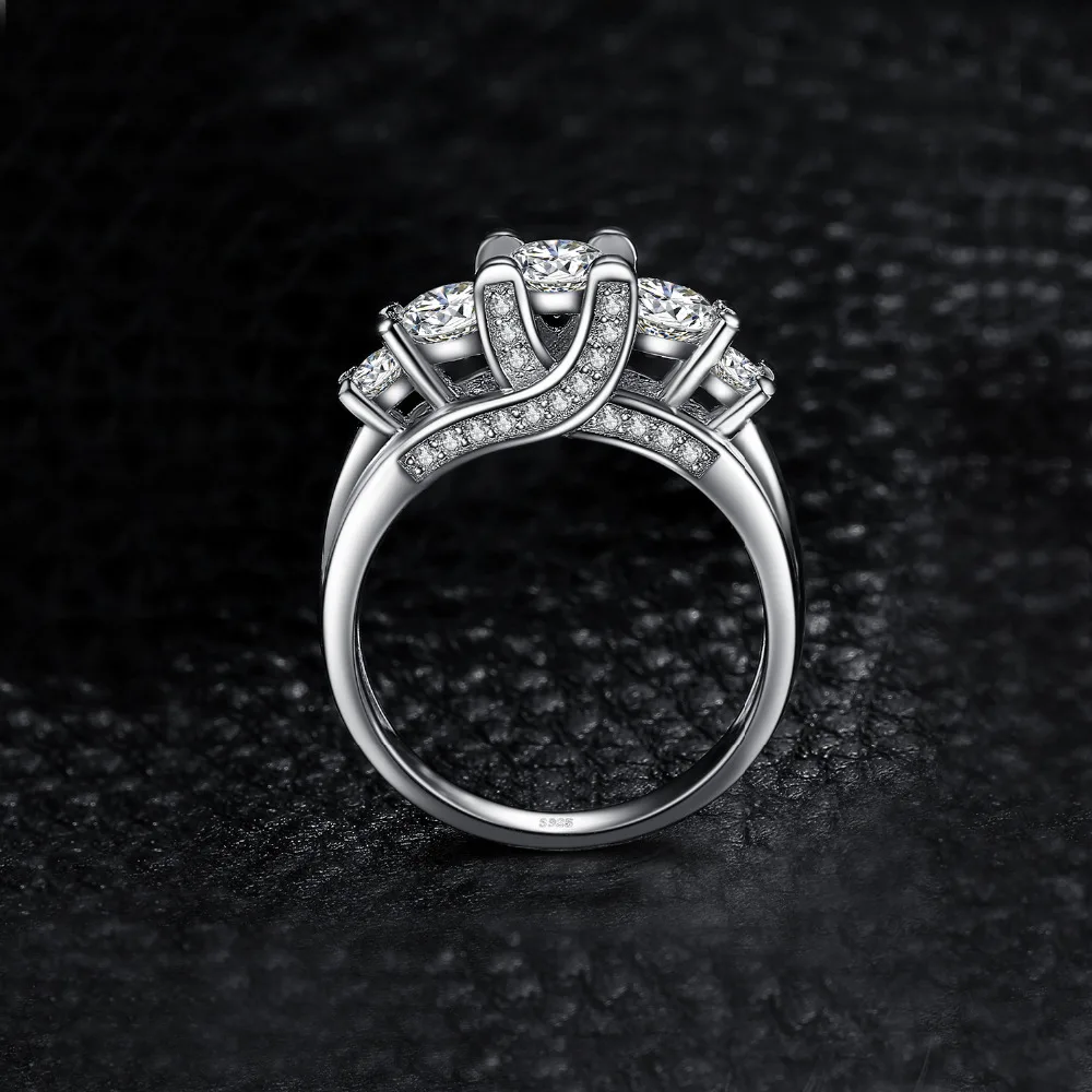 JewelryPalace Vintage 3 Stone 2.8ct Cubic Zirconia Engagement Wedding Bands Rings For Women Genuine 925 Sterling Silver Jewelry