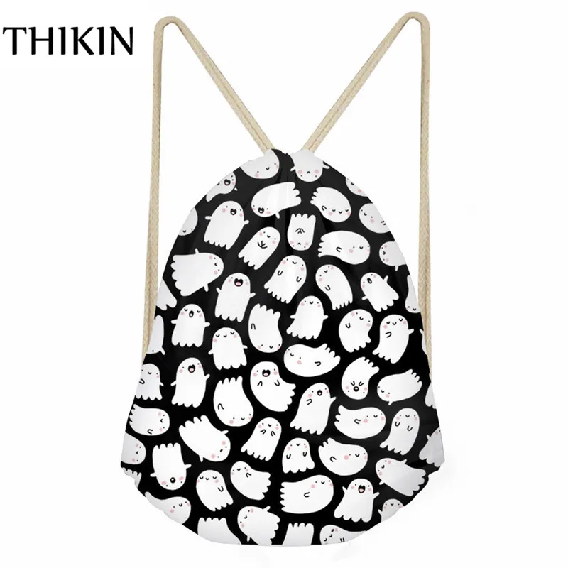 

THIKIN Kawaii Ghosts Art Print Sports Draw-string Bag Causal School Backpacks Swimming Bags for Men Custom Bolsa Deporte