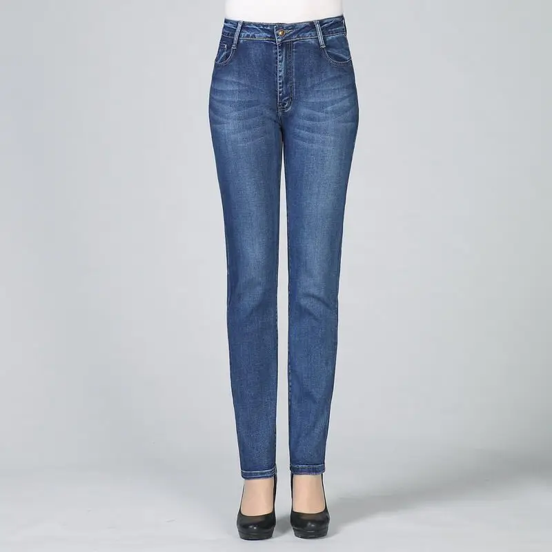 Женские джинсовые прямые брюки, синие потертые джинсы, женские повседневные джинсовые брюки, облегающие брюки, женские джинсы размера плюс - Цвет: Woman denim Pant