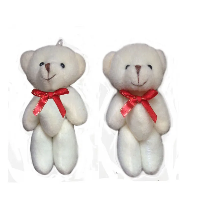 Cute Gold Tie Jointed Bear Plush Toys Mini Super Kawaii Teddy Bear Dolls Wedding Party Bouquet Decor 11cm 12pcs  (3)
