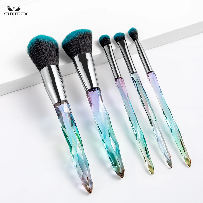 

Anmor 5Pcs/lot Makeup Brushes Make Up powder Foundation Set Eyeshadow Eye mask Blush Brush Cleaner Blending Fashion Cosmetic Kit