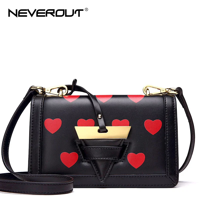 NeverOut Brand Name Shoulder Bag Sac Solid Heart shaped Flap Handbag