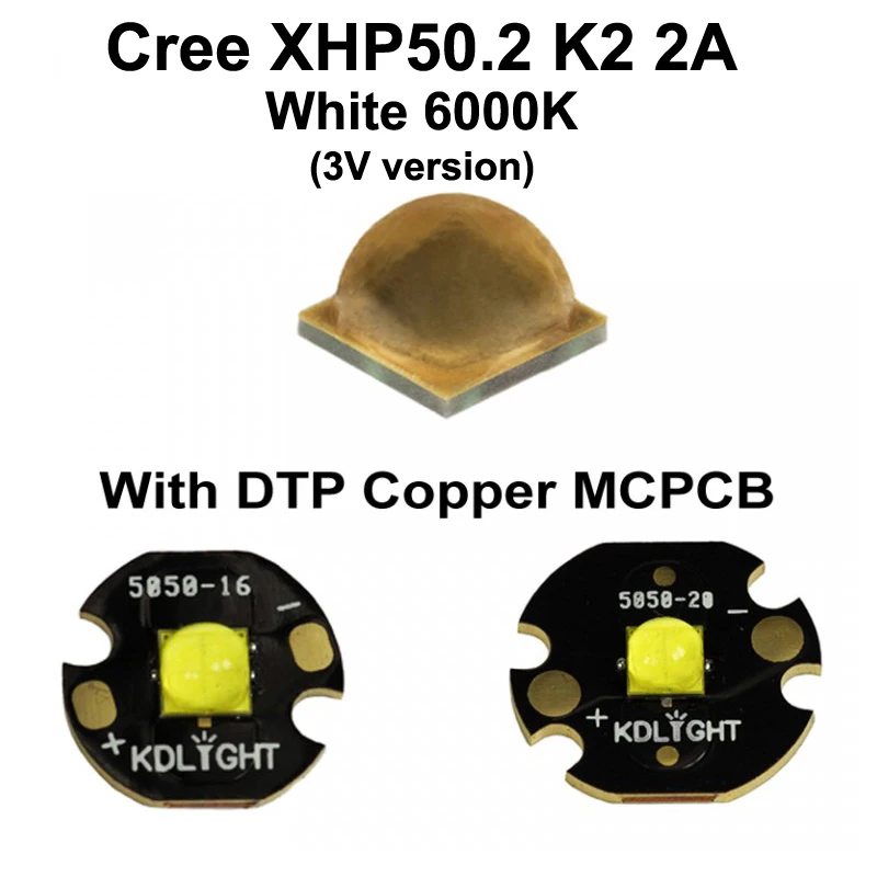 2019 новый комплект 3 в Cree XHP50.2 K2 2A белый 6000K светодиодный эмиттер с 16 мм/20 мм DTP медный