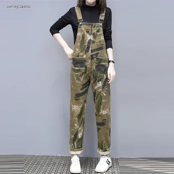 

Vintage Camouflage Denim Rompers Womens Jumpsuit Pants Summer 2019 Fashion High Waist Streetwear Retro Jeans Overalls Female