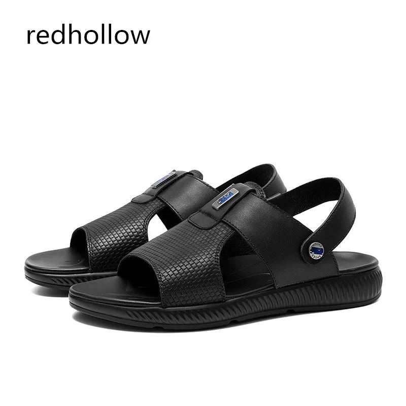 

Fashion Summer Sandals Men's Cow Leather Beach Sandals Slippers Casual Men Shoes Rome Sandals Flat Slip On Shoes For Man Sapatos