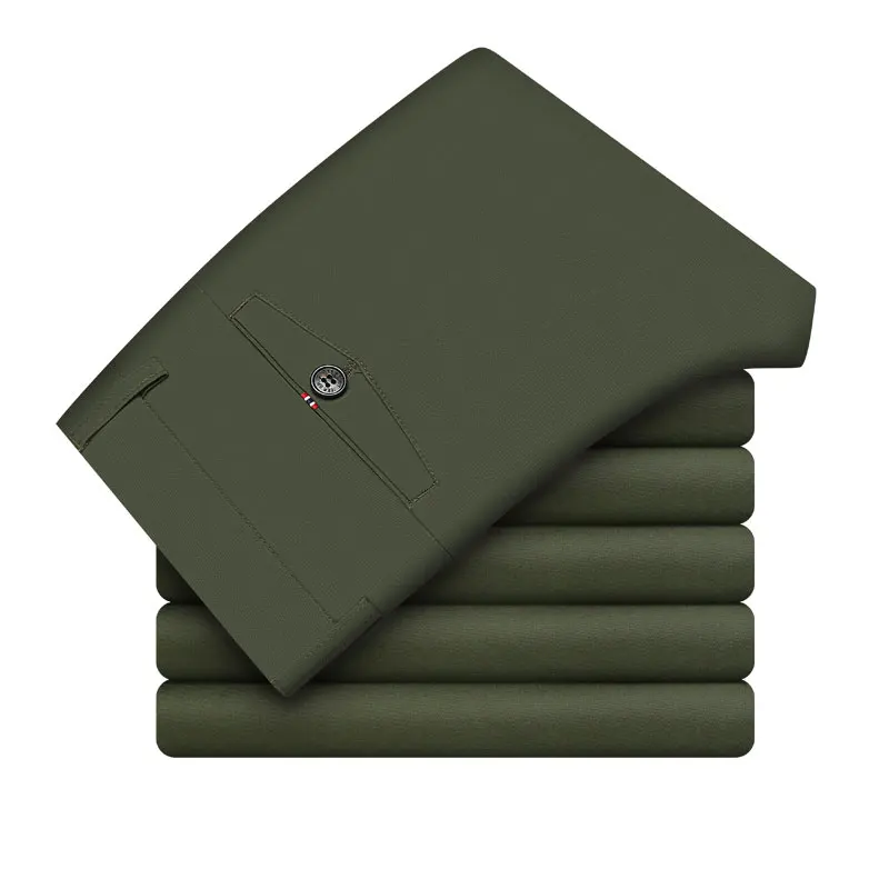 army green pants Весна осень джип бренд Смарт повседневные брюки прямой стиль мужские повседневные хлопковые со средней посадкой Брюки Модные деловые брюки - Цвет: army green pants