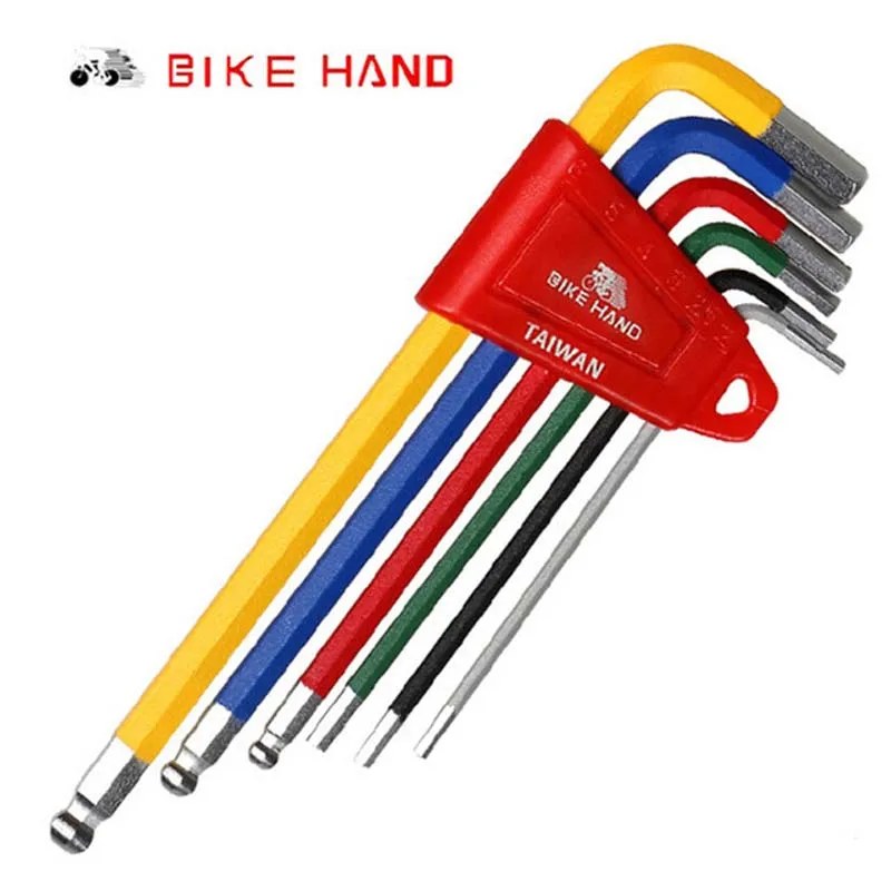 Многоцветный набор инструментов для ремонта велосипеда шестигранный ключ шаровое окончание комплект велосипед ручной инструмент MTB дорожный велосипед Многофункциональные инструменты 2/2. 5/3/4/5/6 мм шестигранный ключ, дюймовый стандарт
