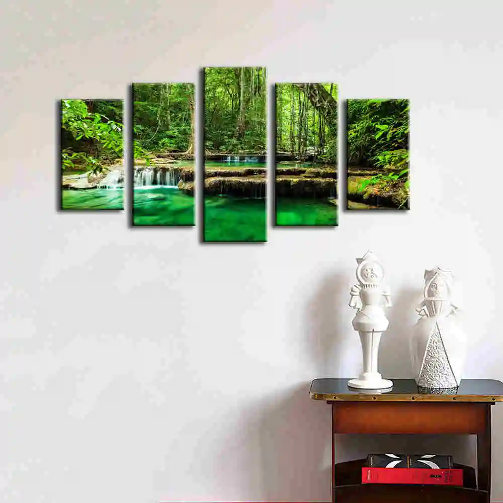 Печатные плакаты на холсте, домашний декор, 5 шт., натуральные картины с изображением водопада, настенные художественные пейзажи, модульные картины для гостиной, NoFrame