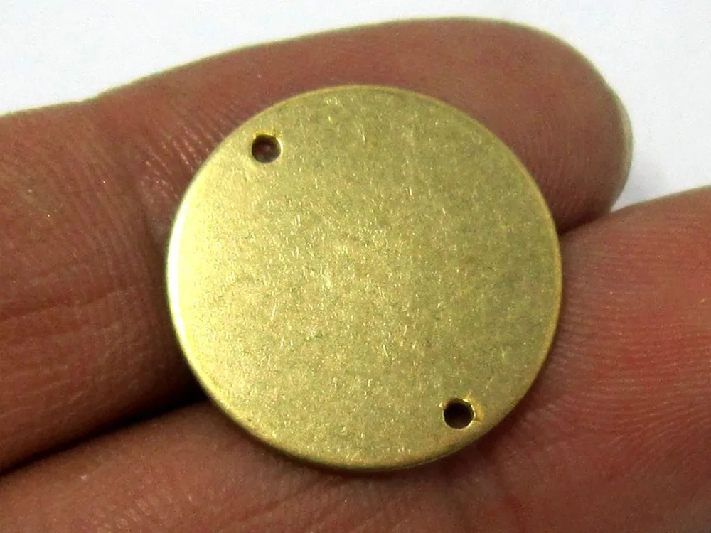 20 мм Сырье Латунь круглые Разъемы 20x1mm Сырье Латунь, находки 2 отверстия R372