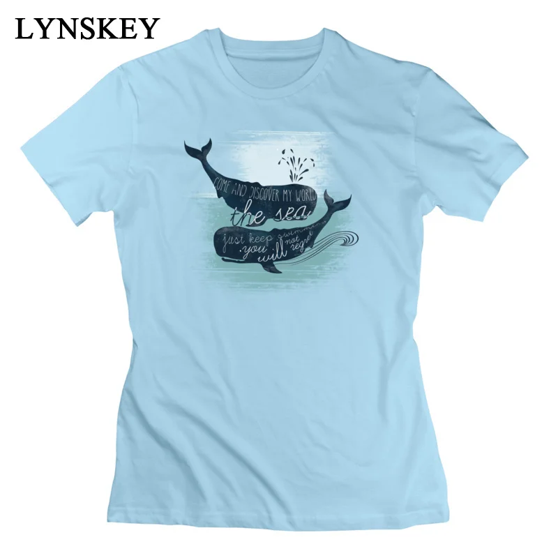 LYNSKEY Brand New Summer T Shirt Crewneck 100% Cotton Moby Whale Female Tops Shirt Short Sleeve Summer/Autumn Summer Tee-Shirts white