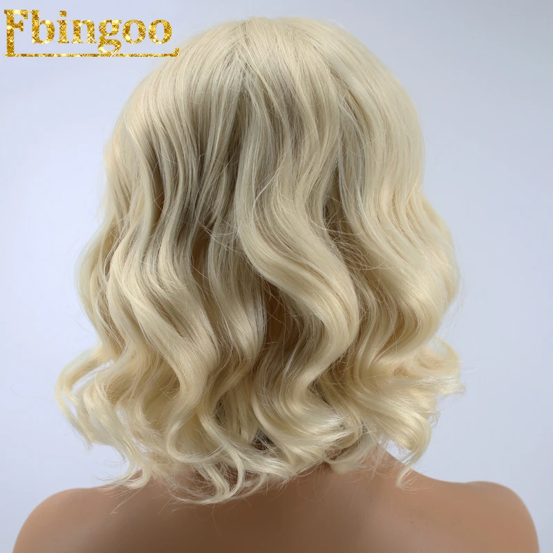 Ebingoo высокотемпературные волокна Perruque Боб парики Короткие тела волна блонд синтетический парик на кружеве для женщин с детскими волосами