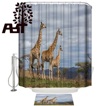 

Art Store Giraffe African Grassland Bathroom Mat With Shower Curtain Bathroom Decor Set Waterproof Outdoor Modern Indoor Funny