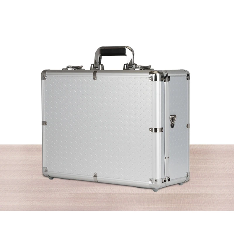 

420x320x175mm Aluminum Alloy Tool Box Portable Suitcase File Box Instrument Box Impact Resistant Safety Case With Shoulder Strap