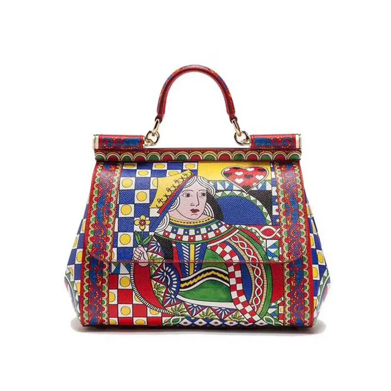 

Spring 2019 New Handbag Aixin Poker Printed Medium Size Slant Bag