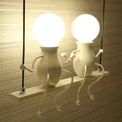 Современный творческий настенный светильник милый мультфильм рисунок человек Форма бра E27 держатель лампы для Спальня Детская комната