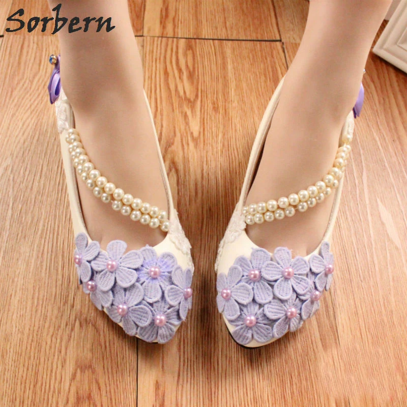 Sorbern Purple Flower Beading Ankle Strap Women Shoes 8Cm High Heel Pumps Bridal Platform Ladies Wedding 2018 New | Обувь