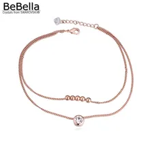 BeBella Круглый Шарм Роуз цвет золотистый позолоченный браслет на ногу для девочек Женщины сделаны с элементами Swarovski