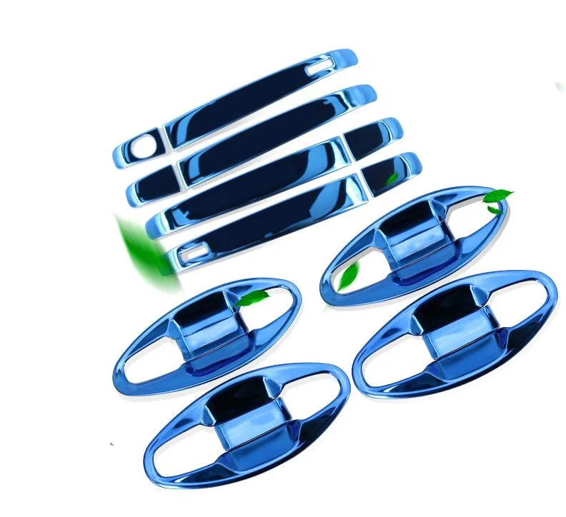 Углеродное волокно синий черный, Серебристый Цвет Нержавеющая стальные наружные двери ручки чаши Украшенные рамки для Subaru Forester CA186