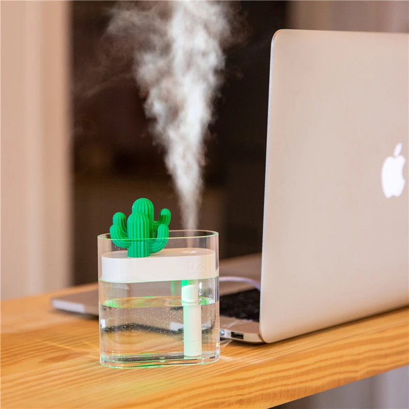 

160ML Cactus Mini Air Humidifier USB Essential Oil Diffuser Aromatherapy Mist Maker With Aroma Lamp Air Humidifier For Home
