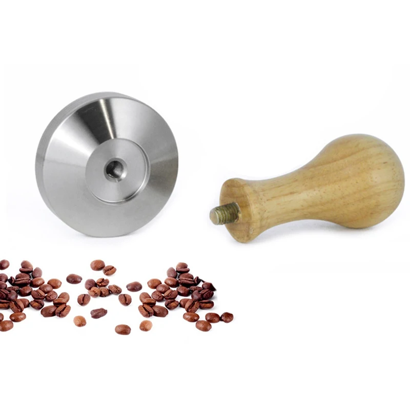 Деревянная ручка кофе трамбовки 58 мм нержавеющая сталь плоское основание кофейные зерна давление молоток порошок кафе Бариста инструмент