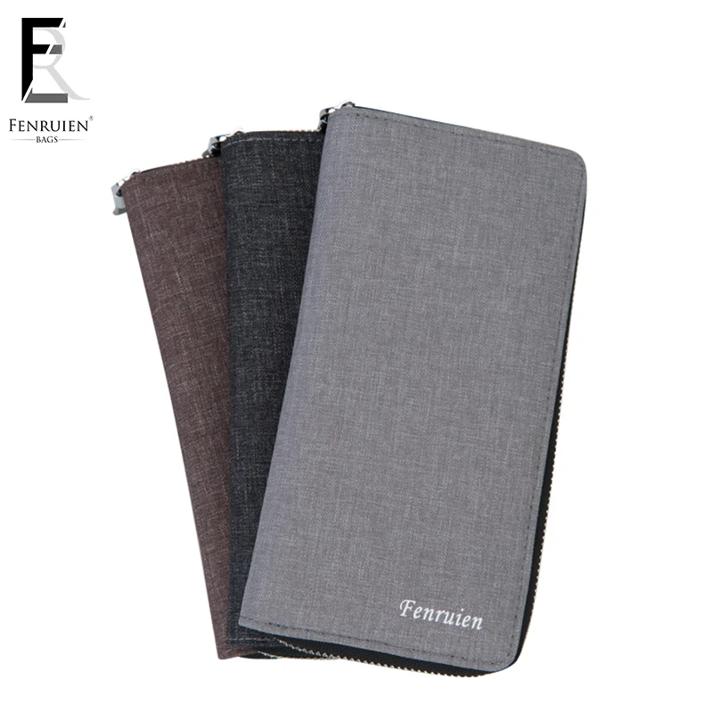 

FRN Men Leisure Canvas Long Wallets Men Coin Purse Card Holder Package Male Money Purses With Coin Bag Zipper