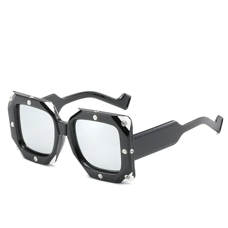 Трендовые негабаритные Квадратные Солнцезащитные очки для женщин, новые роскошные брендовые модные высококачественные очки с бриллиантовыми глазами для сексуальных женщин UV400 - Цвет линз: 3