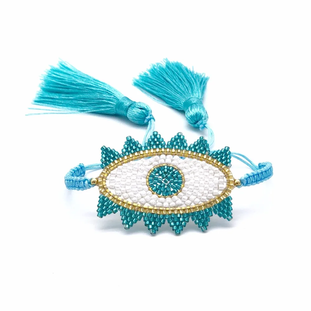 Браслет синий индейка E evil eye Miyuki ручной работы BlueEye Devil's Eye