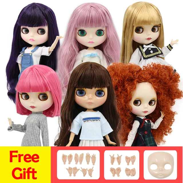 12 inch ICY Blythe Doll Nude Joint Body Green Short Hair Shiny Face 4 Eye Color