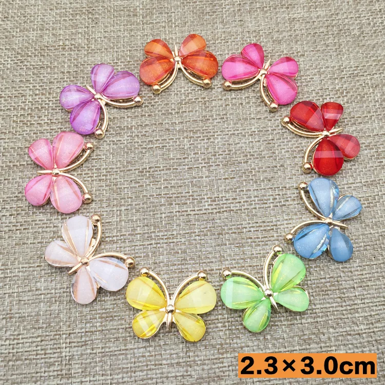 

10pcs 30*23MM Mix Gold DIY crystal butterfly charms rhinestone color ornament bracelet pendants for necklace earring jewelry