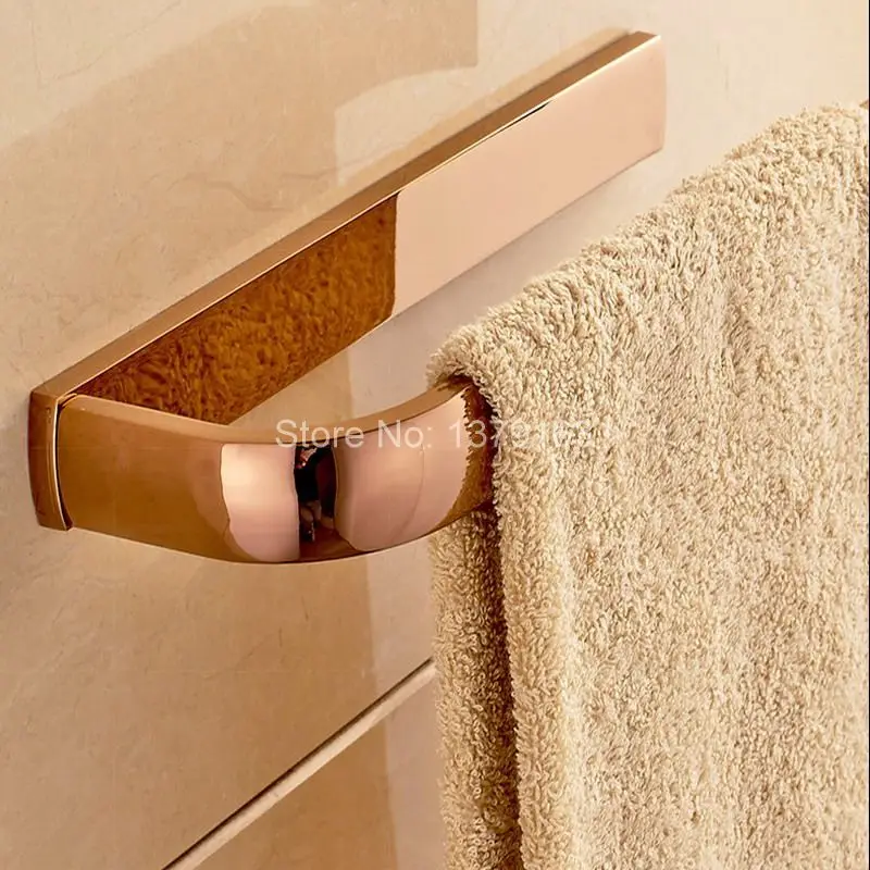 Wall Mount Luxury Rose Gold Brass Bathroom Bath Hardware Towel Single