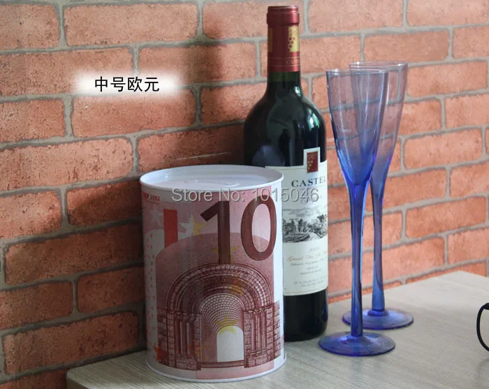 

Free Shipping 1X Creative Tinplate The Euro Coin Piggy Bank Only-In-Not-Out Money Box Coin Bank Christmas& Birthday Gift