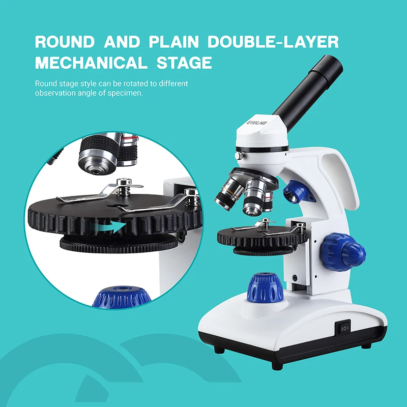Slides LED Lamp Microscope 40X1000X Biological Microscope with Coaxial