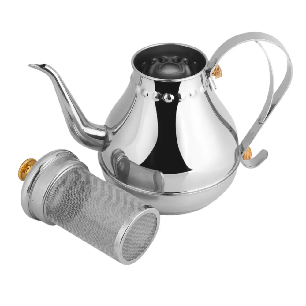 

1.2L Tea Filter Pot Gooseneck Pour Drip Kettle Stainless Steel Coffee Tea Leaf Cold Water Pot With Strainer Tea Tools Hot