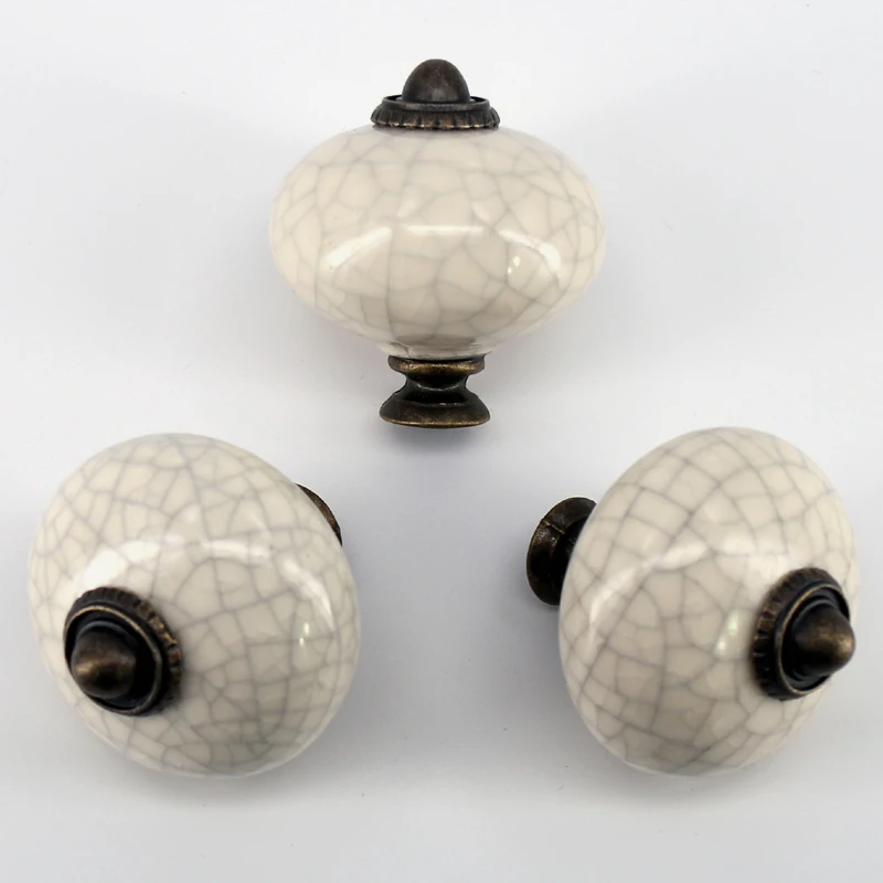 

6PCS Antique Ceramic Crack Handle Dresser Cabinet Pulls Knob / Vintage Handle Door Pull Dresser Knob Furniture Hardware