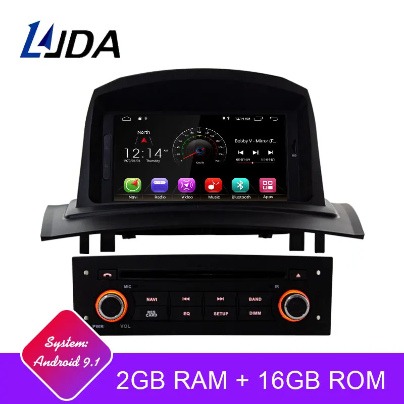 

LJDA Android 9.1 Car Multimedia Player For Megane Fluence 2002-2008 GPS Navigation WIFI 1 Din Car Radio Stereo Auto Audio DVD CD