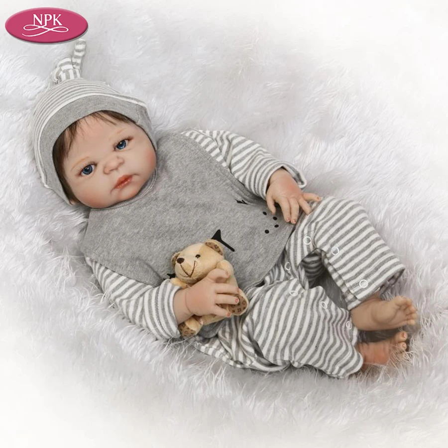 NPK Full Body Silicone Lifelike Boys Reborn Babies Doll 56CM Handmade Boy Doll Newborn Baby Bathe Toy Boneca Reborn Bebe Menino  (2)