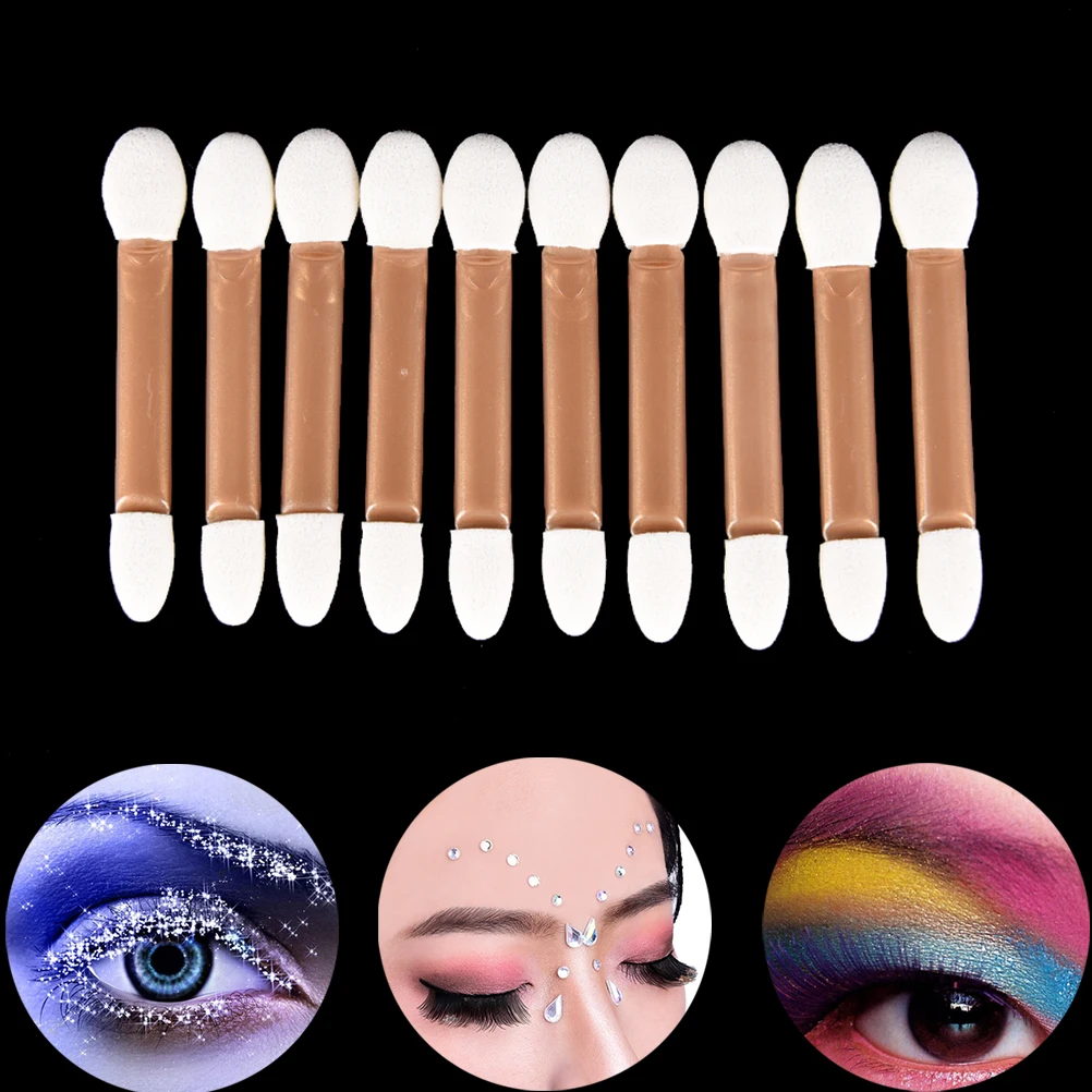 10PCS Professional Double-Ended Disposable Eyeshadow Sponge Makeup Brushes | Красота и здоровье