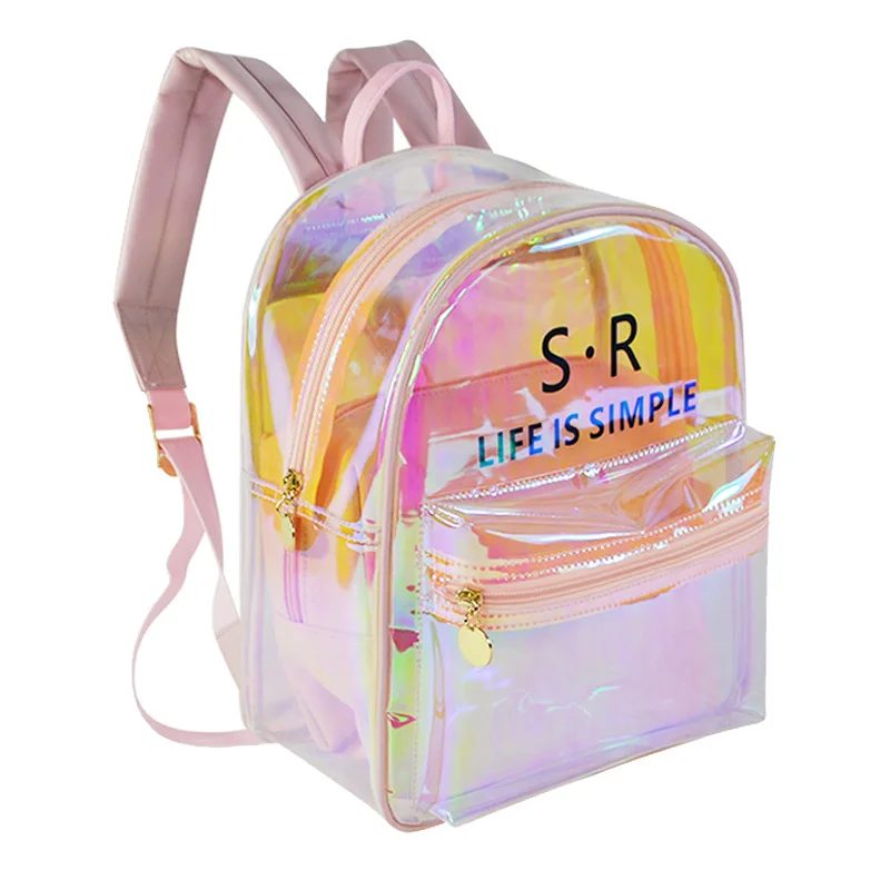 

Clear transparent pvc shoulder bags laser backpack korean travel bag fashion school bags large capacity backpacks