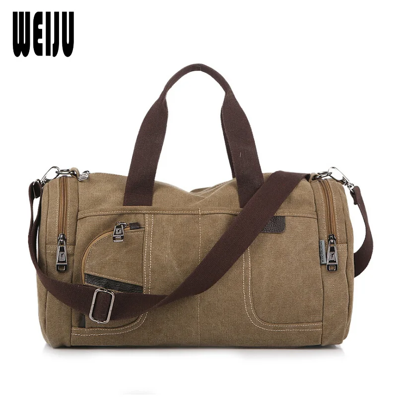 

WEIJU Man Large Capacity Travel Bag Canvas Duffle Bag Casual Shoulder Messenger Bags Women Hand Travel Bags YR0283