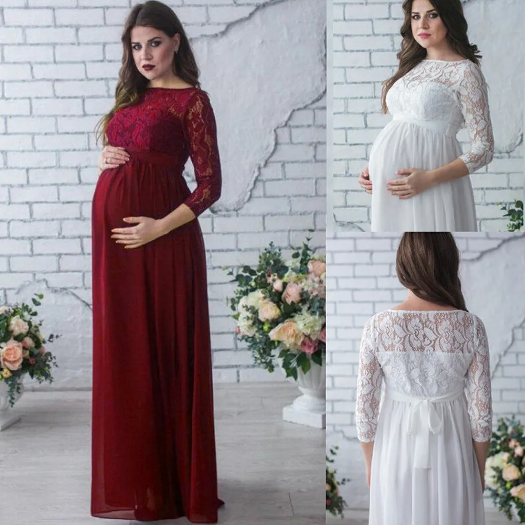 Женское платье для беременных с длинными рукавами, кружевной реквизит для фотосъемки, макси, платье для беременных, Ropa Premama Embarazadas