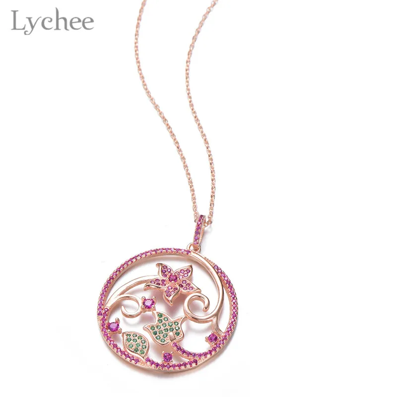 Lychee классическое 925 пробы серебряное цветочный лист кристалл полые женское