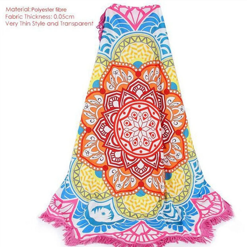 Indische Lotus Mandala Runde Decke Teppich Tapisserie Quaste