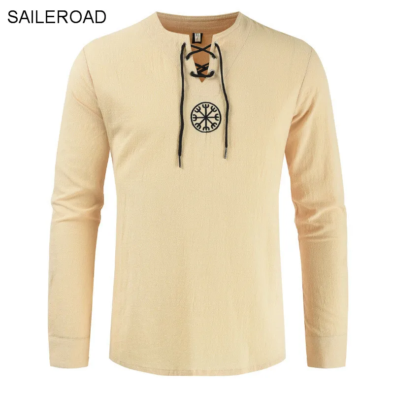 SAILEROAD брендовая мужская рубашка с длинными рукавами Camisa Lino Hombre Повседневная Мужская льняная рубашка дышащая крутая гавайская рубашка вышитая блузка - Цвет: beige